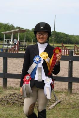 Student with Show Ribbons