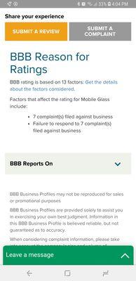 7 BBB complaints that are unresolved.