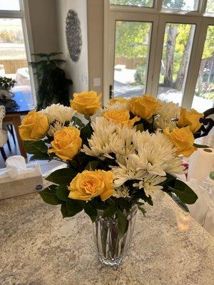 Albertsons flowers.  Two bouquets.