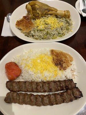 Kubideh Kabob, Baghali Polo with Lamb Shank