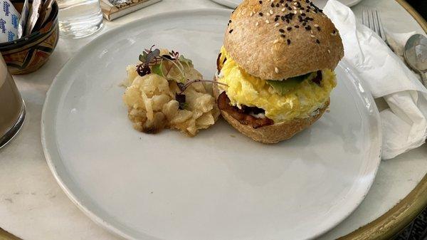 Goat Cheese Scrambled Sandwich & Bacon