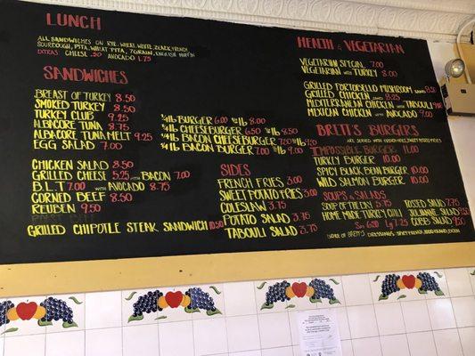 Menu on June 30, 2018