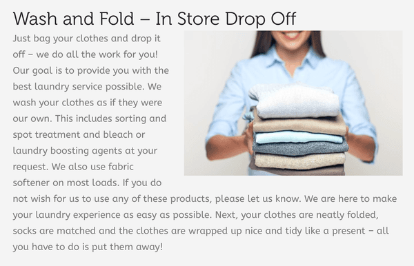 Wash and Fold . Fluff and Fold in store drop off services