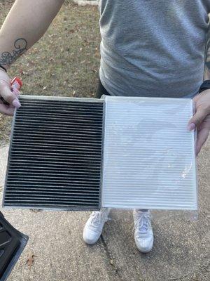 The cabin air filter I got charged from this service dept THAT WASNT CHANGED! CLEARLY!