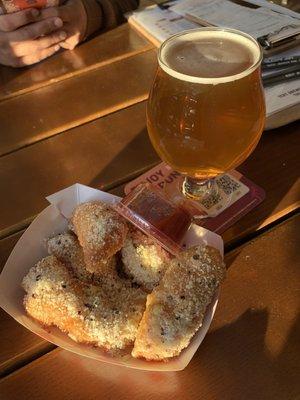 Beer & food from a food truck. IG @kat.eats