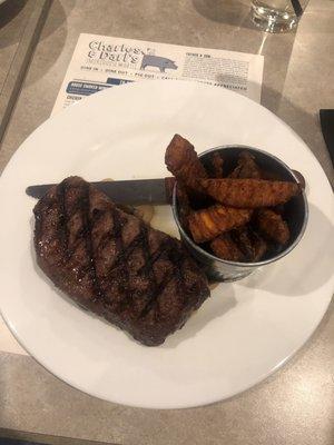 Steak was out of this world!! Love the sweet potatoes fries!