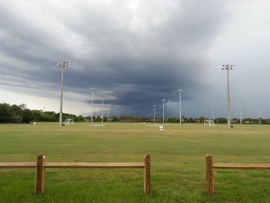 Stormy soccer fields