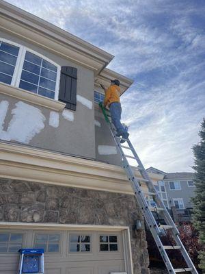 It's important to use the right products and techniques for this exterior stucco painting touch-up!