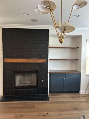 Fireplace remodel, and hardwood floor installation