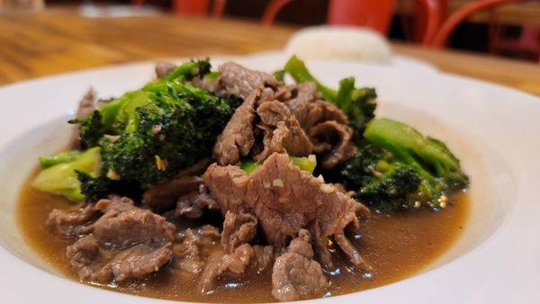 Beef Broccoli Stir Fry served with white rice