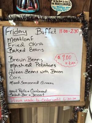 Friday buffet menu