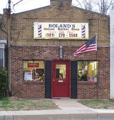 the front of the shop (just east of Philadelphia Ave. across from the fire station)