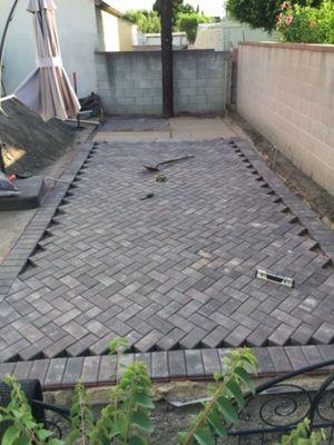 Charcoal paver patio