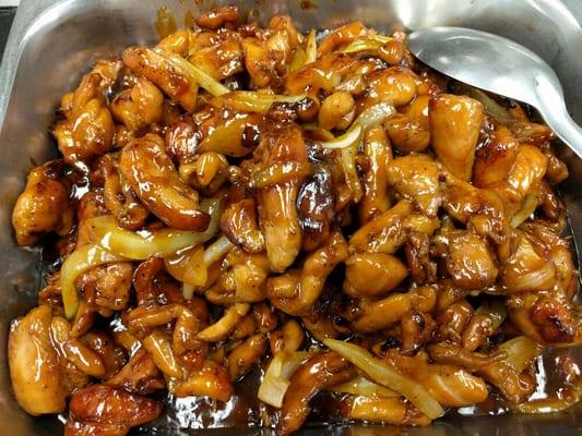 Hibachi Chicken, tossed in a sweet asian BBQ sauce