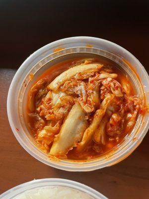 Kimcheeeeee!  Not spicy at all - flavorful and perfect with kalbi and rice!