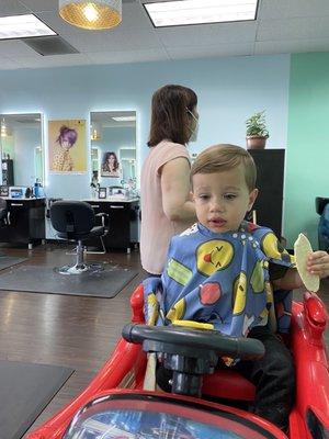 His haircut turned out perfect! You wouldn't know that he cried and wiggled the entire time.