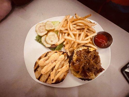 Burger and fries.