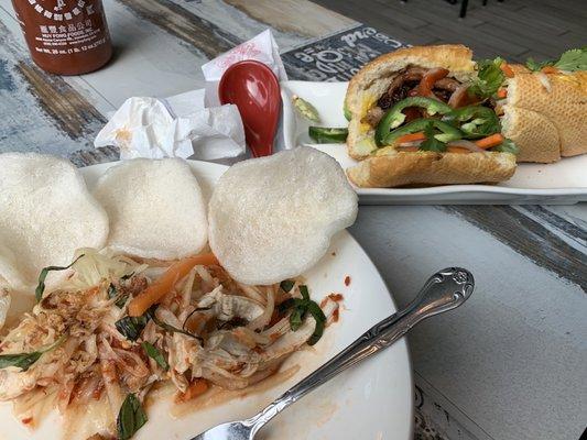 Shrimp & Chicken Papaya Salad and Pork Bahn Mi