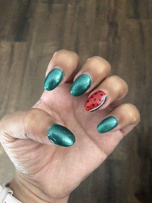 Left hand so cute with my watermelon slice!!