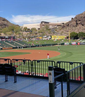 View from shallow right looking across towards left field