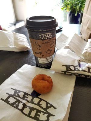 Hot 16oz mocha with an extra shot and some plain mini donuts