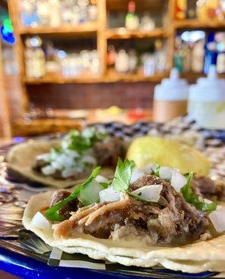 Crispy Carnitas Tacos with Griddled Onions