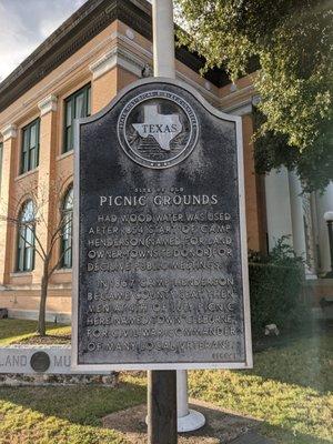 Picnic Grounds Historical Marker, Cleburne