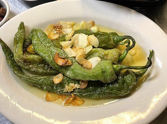 Long Hot Peppers sautéed with garlic.