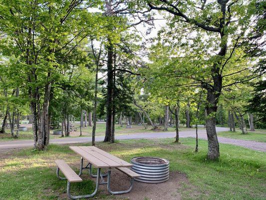 The Fort Wilkins Campground has a fire pit and picnic table at every site.