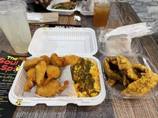 2 Seafood Combo with 2 Sides and Corn Bread Dinner Combo