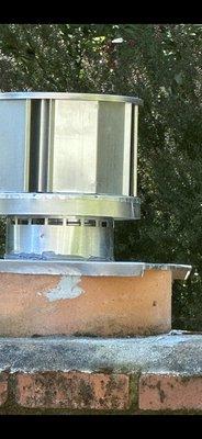 Hand sawn flashing, squared off on round chimney top