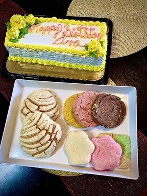 Tres leches cake and pan dulce