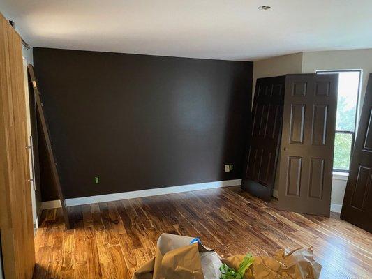 Bedroom: finished floors, new paint