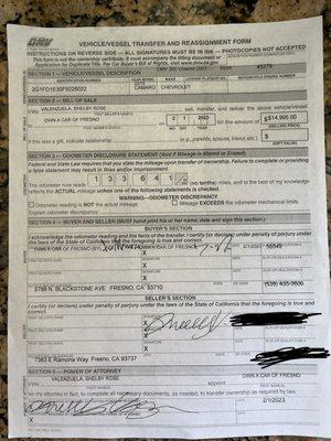 Own A Cars reasoning as to why I had to return the car. Due to "title issues". Originally brought for $14,995 now as of 2/16/23 $15,999.