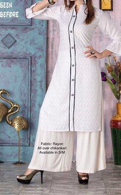 White - full chikankari