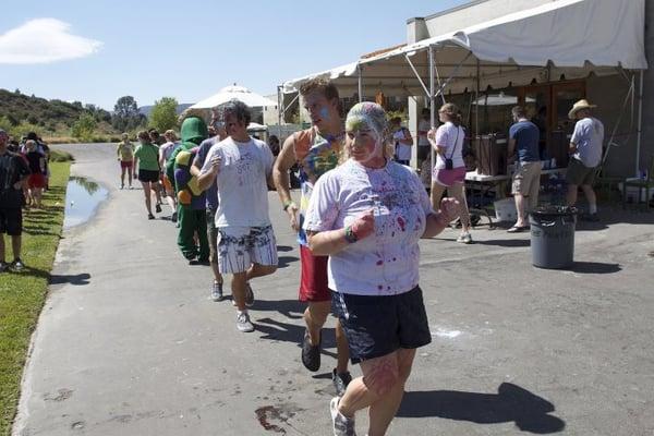 Dance break at Silly Olympics (this move is called 'sassy train', from the song Roam by the B-52s).