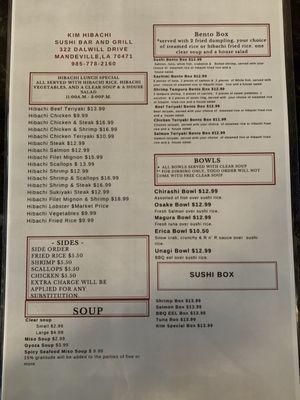 Menu front