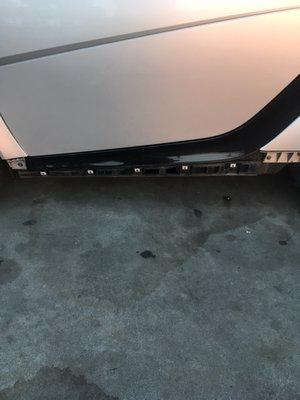 The damage to my driver's side door frame