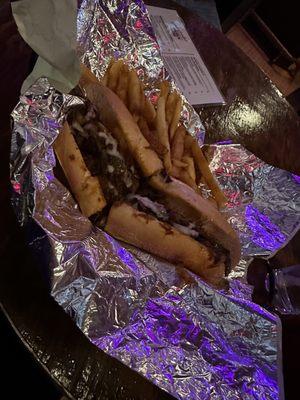 Gourmet brisket cheesesteak, delicious. Best cheesesteak ever.