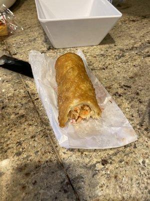 Half eaten delivered egg roll