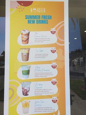 A poster of their summer theme drinks