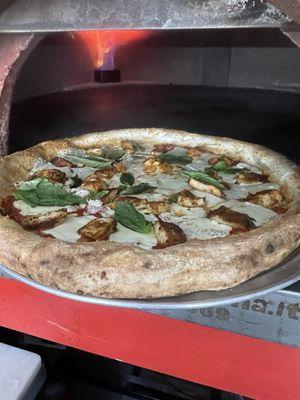 Fresh mozzarella pizza brick oven and caputo flour