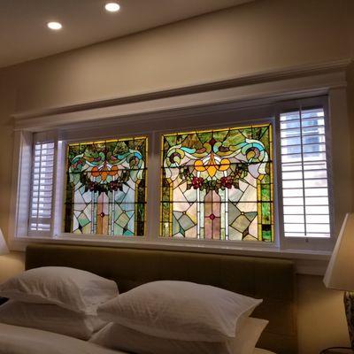 Beautiful stained glass windows in one of the rooms we stayed in