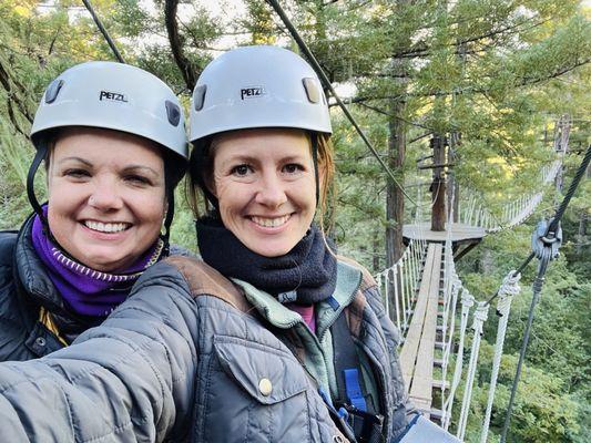 Rope bridges between Tree Top Tour zips - fun!