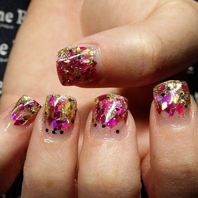 Hard Gel Overlay with Bling Glitter