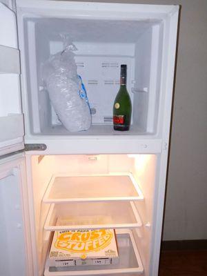 Someone left me a bottle of Remy Martin and half a pizza when I checked in.