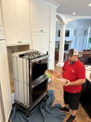 Olathe's best Jenn-Air wall oven repairman doing his great repair work in Cedar Creek.