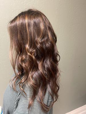 Beautiful caramel highlights on a chocolate brown