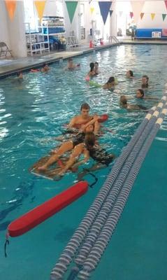 Swim lessons are in small or individual class sizes.