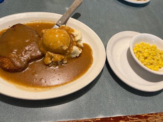 Hot Veal Cutlet and corn